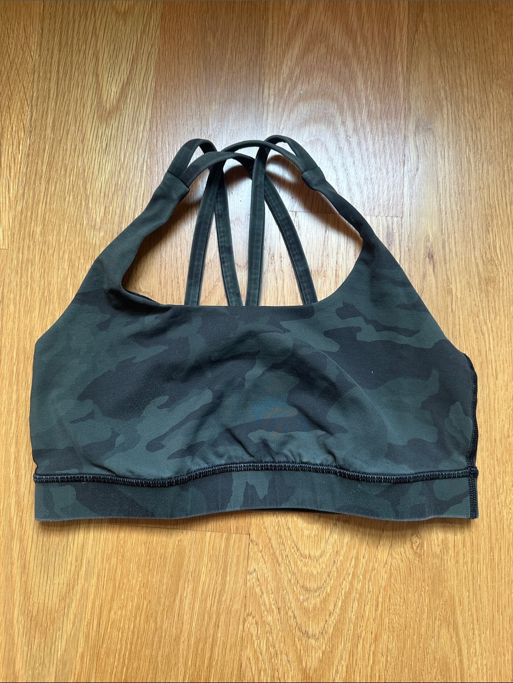 Camo Strappy Sports Bralette - Dark Green